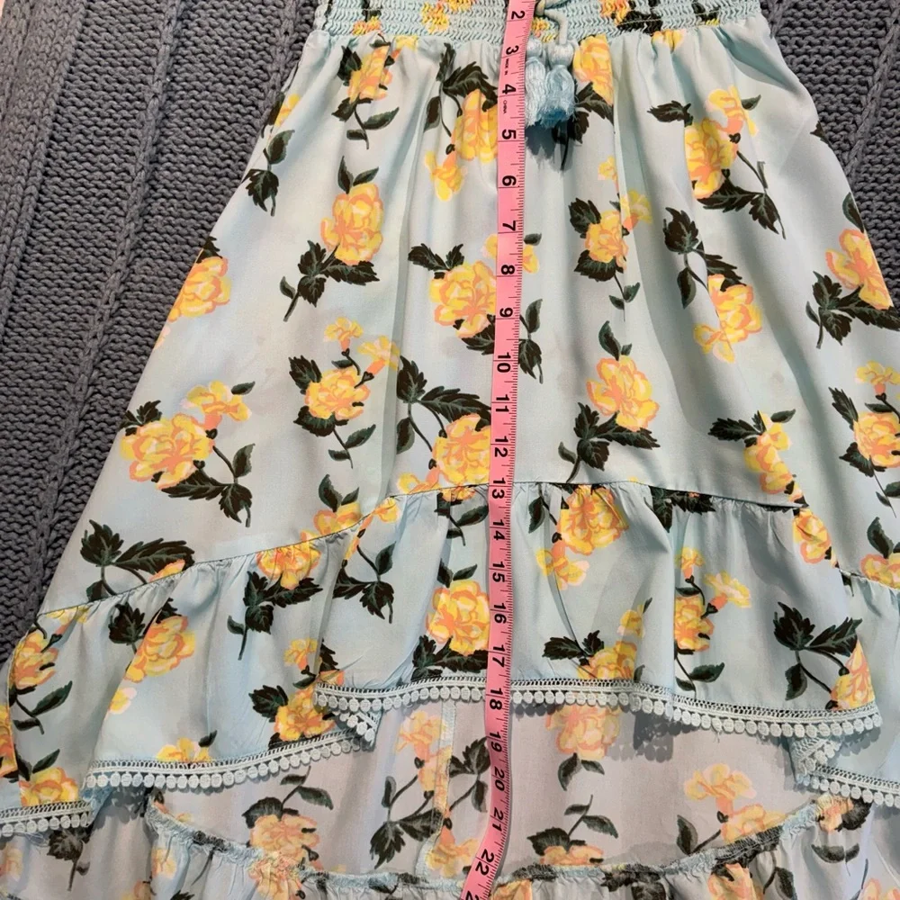 Justice Yellow Rose Floral Tiered Girl’s Skirt Size 8